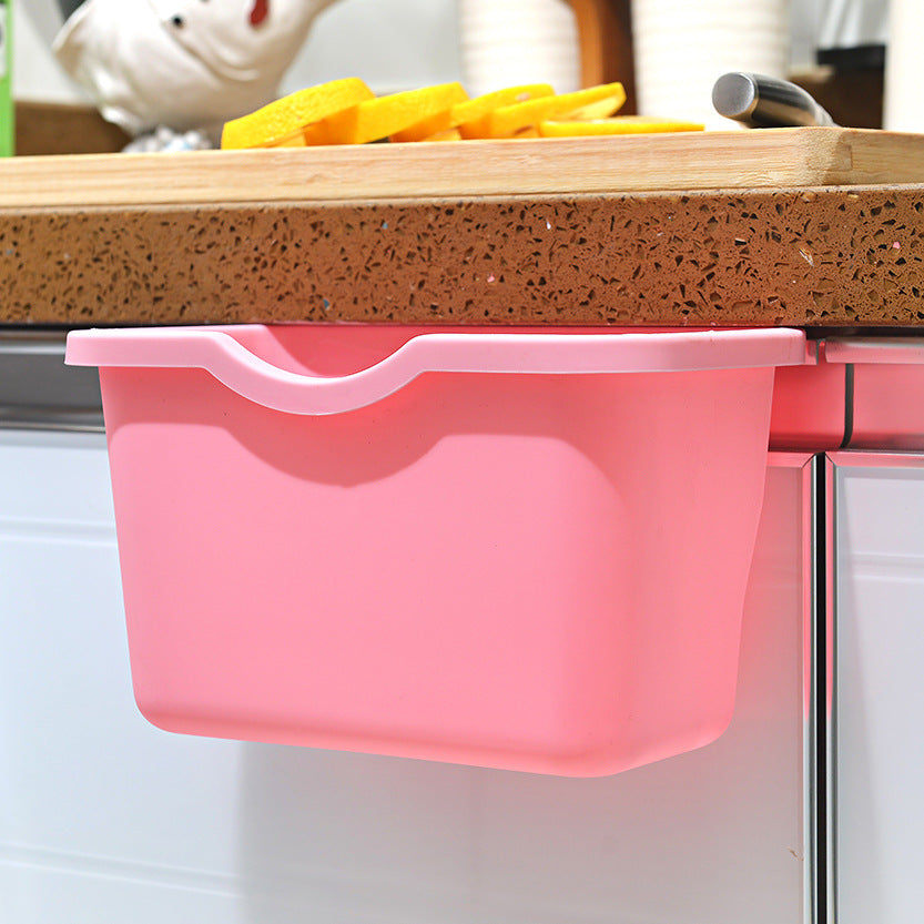 Kitchen Mini Garbage Wall-Mounted Storage Box Cabinet Door Hanging Square Plastic Desktop Trash Bin Small Size Household