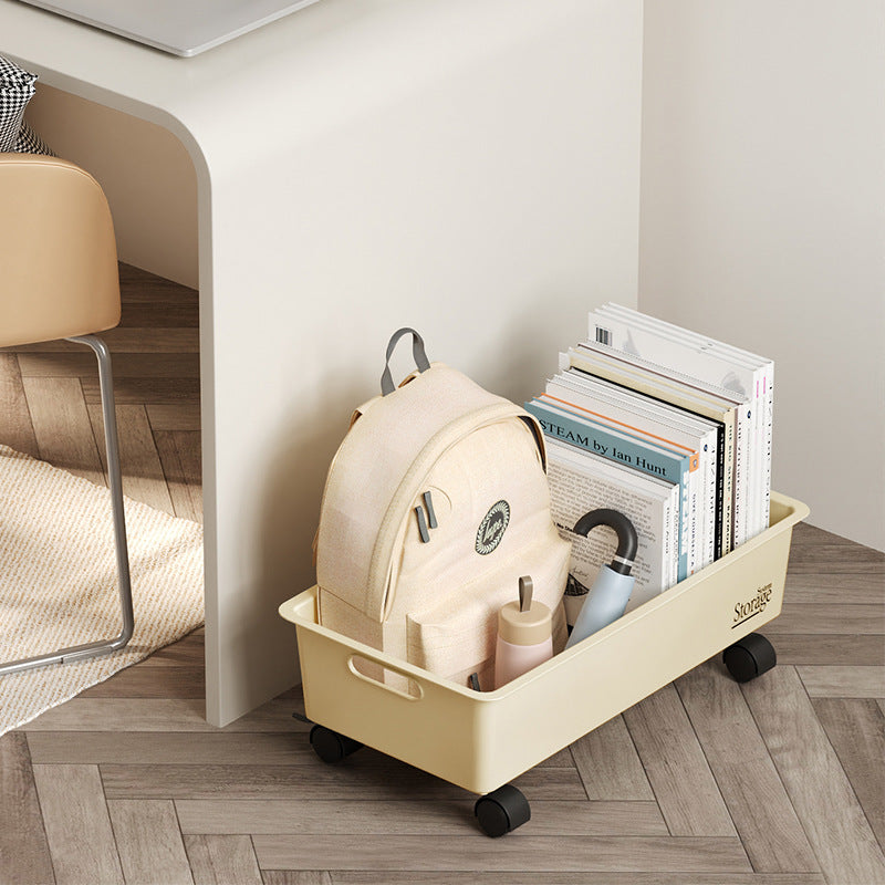 Under-Desk Book Storage Box with Wheels, Movable Book Case for Storing Books, Student Dormitory Essential Box
