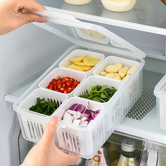 Mingxi Crisper Refrigerator Chopped Green Onion Ginger and Garlic Kitchen Storage Box Food Grade Plastic Drain Fruit Box Suit Chopped Green Onion Box