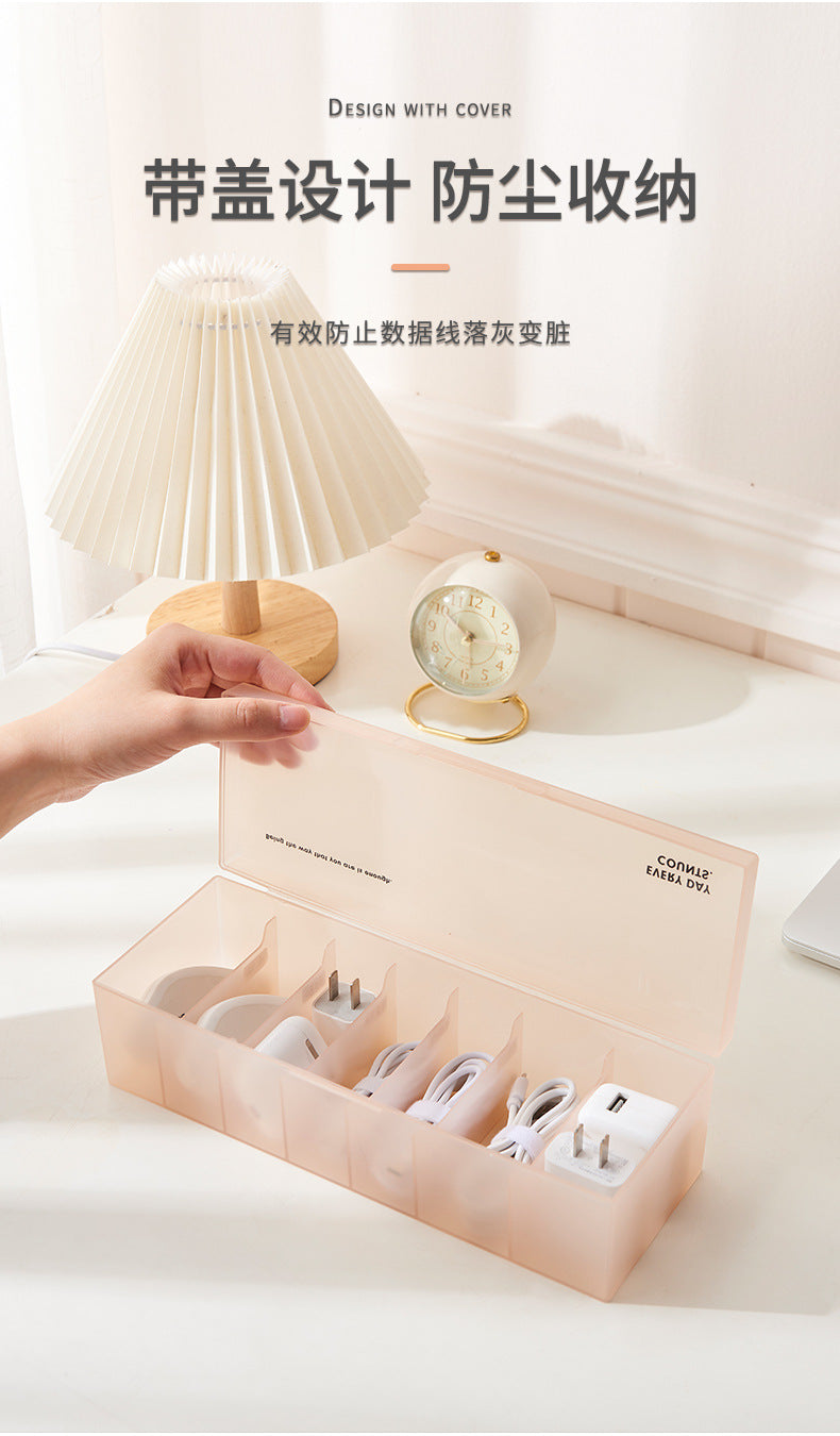 Data Cable Organizer Box Power Charging Cable Mobile Phone Charger Plug Organizer Desktop Cable Management Box Winder