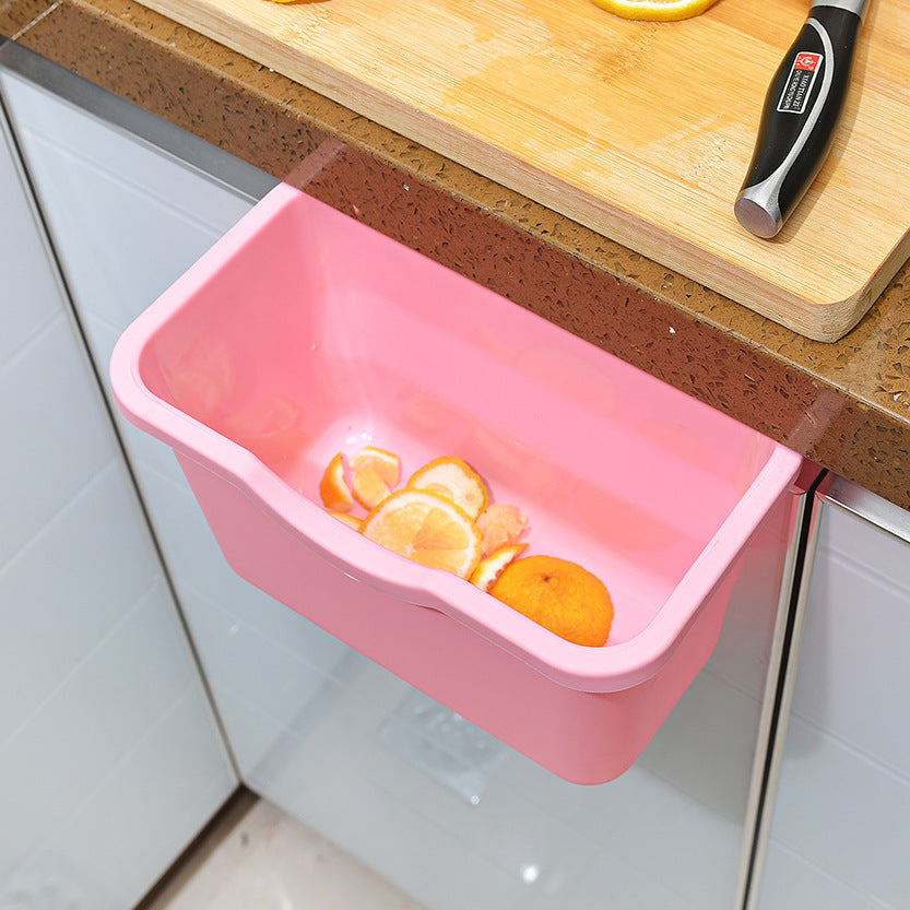 Kitchen Mini Garbage Wall-Mounted Storage Box Cabinet Door Hanging Square Plastic Desktop Trash Bin Small Size Household