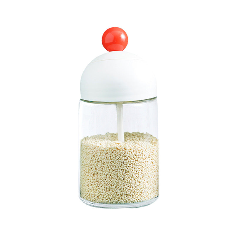 Sealed Moisture-Proof Seasoning Jar Glass Seasoning Bottle Kitchen Seasoning Bottle Spoon and Lid Integrated Home Salt Shaker Aginomoto Bottle in Stock