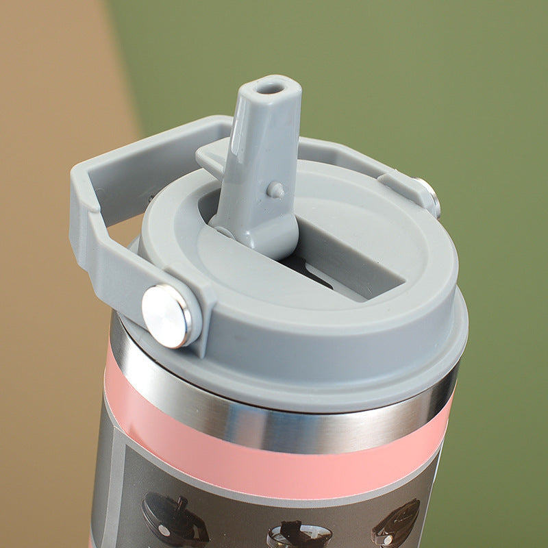Large Capacity 304 Stainless Steel Insulated Cup with Straw, Portable Ice Cup for Outdoor and Car Use