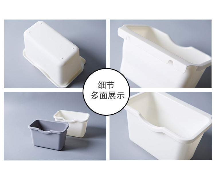Kitchen Mini Garbage Wall-Mounted Storage Box Cabinet Door Hanging Square Plastic Desktop Trash Bin Small Size Household