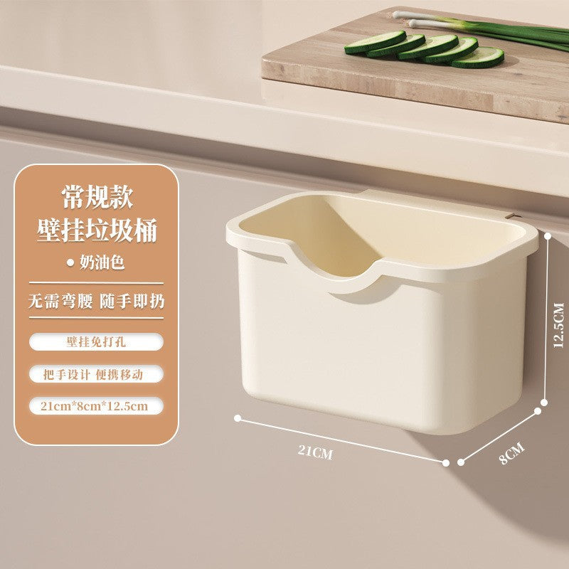 Kitchen Mini Garbage Wall-Mounted Storage Box Cabinet Door Hanging Square Plastic Desktop Trash Bin Small Size Household