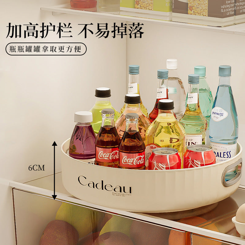 Kitchen Spice Rack Rotatable Large Capacity Seasoning Bottle Storage Rack Multi-Functional Desktop Fruit Tray