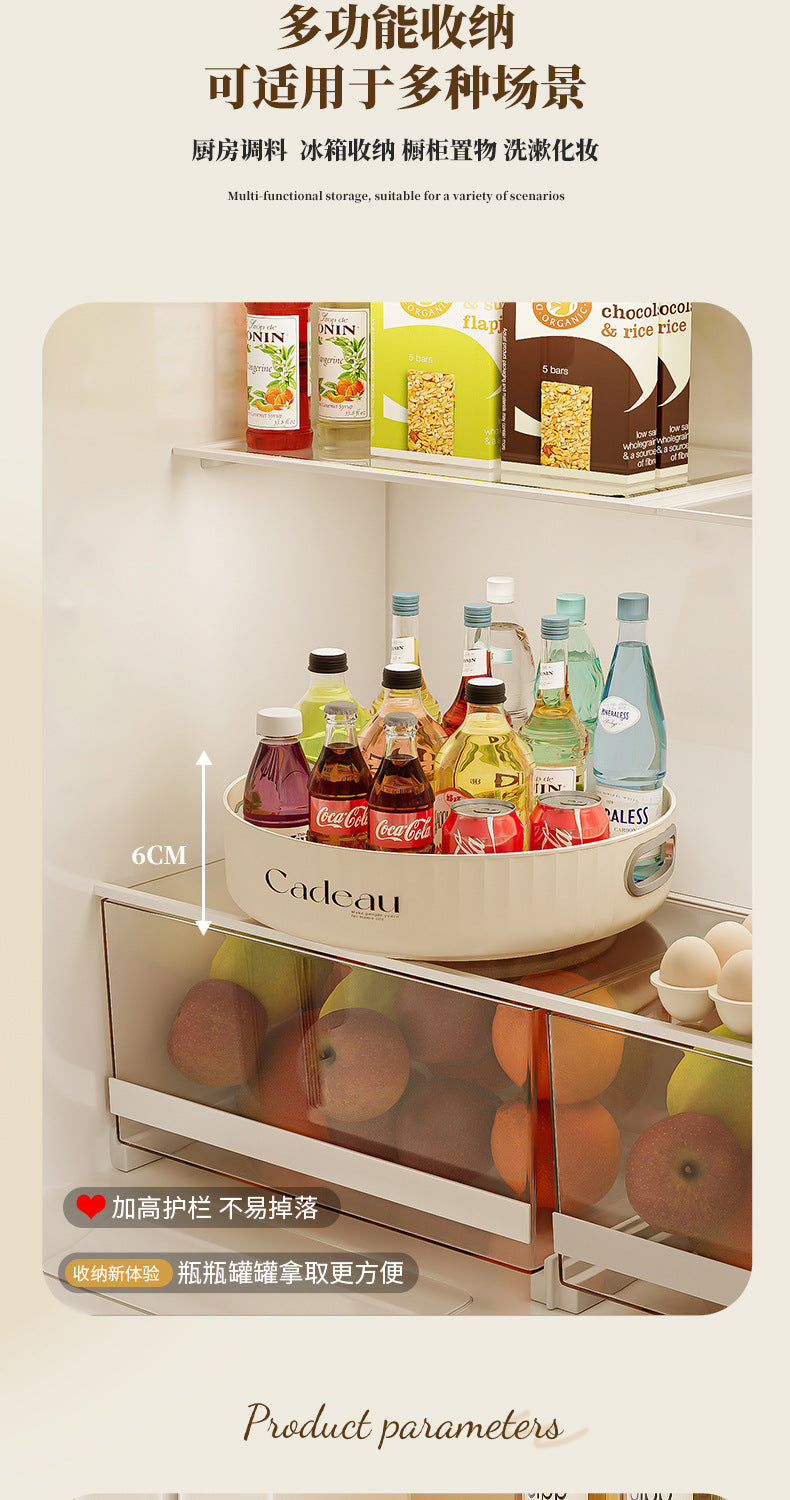 Kitchen Spice Rack Rotatable Large Capacity Seasoning Bottle Storage Rack Multi-Functional Desktop Fruit Tray