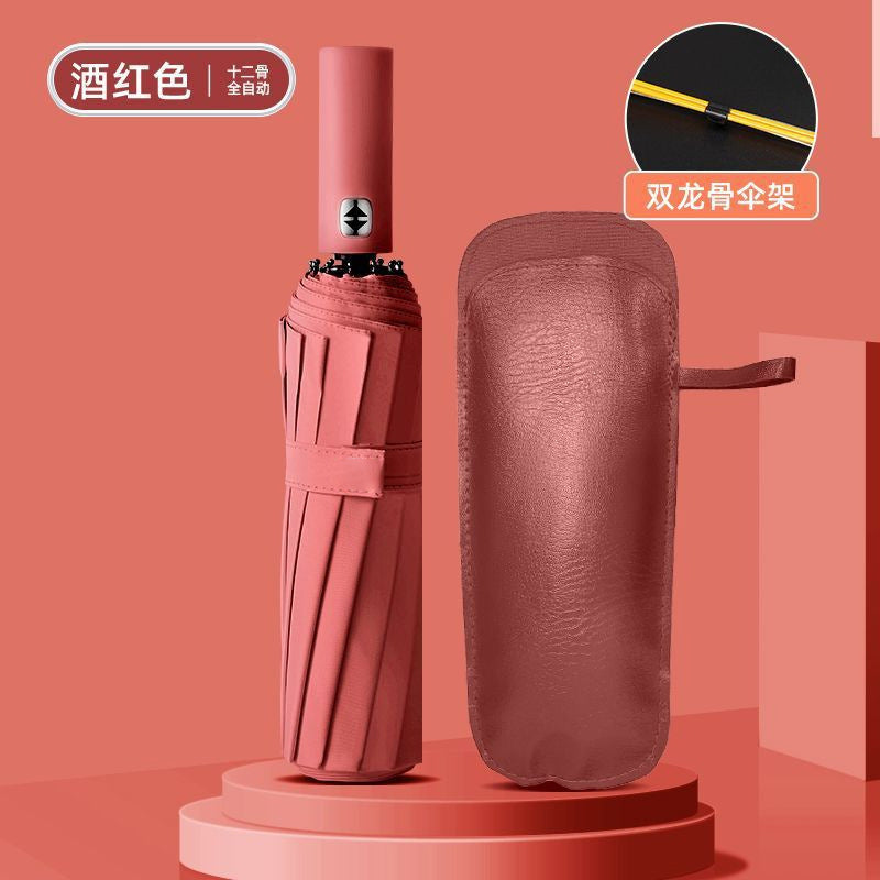 Large Automatic Umbrella, Storm Resistant, Reinforced, Dual-use for Sun and Rain, Foldable, UV Protection, Vinyl Coated, Advertising Umbrella, In Stock