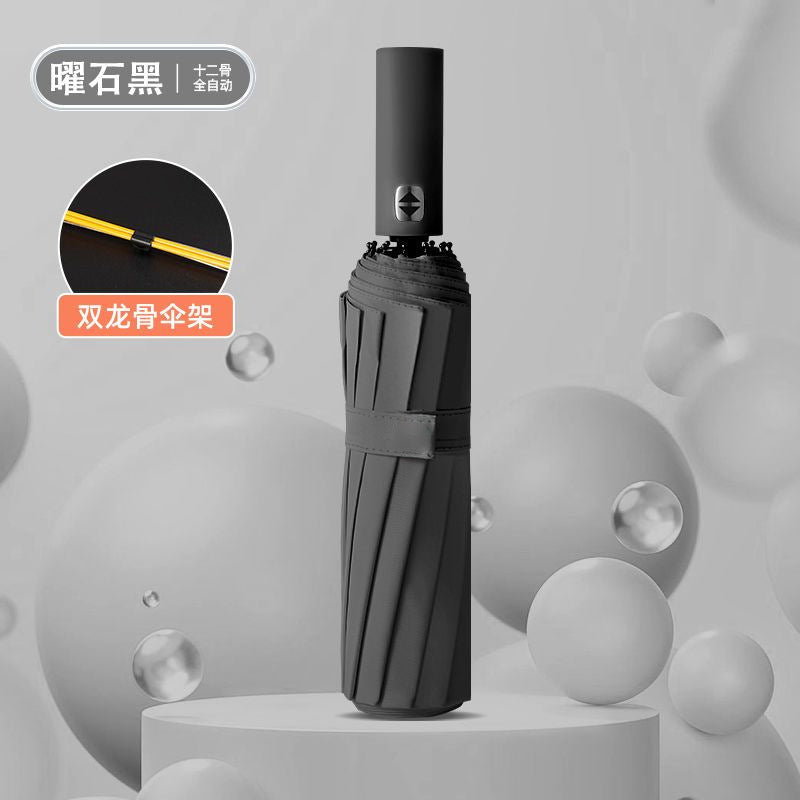 Large Automatic Umbrella, Storm Resistant, Reinforced, Dual-use for Sun and Rain, Foldable, UV Protection, Vinyl Coated, Advertising Umbrella, In Stock