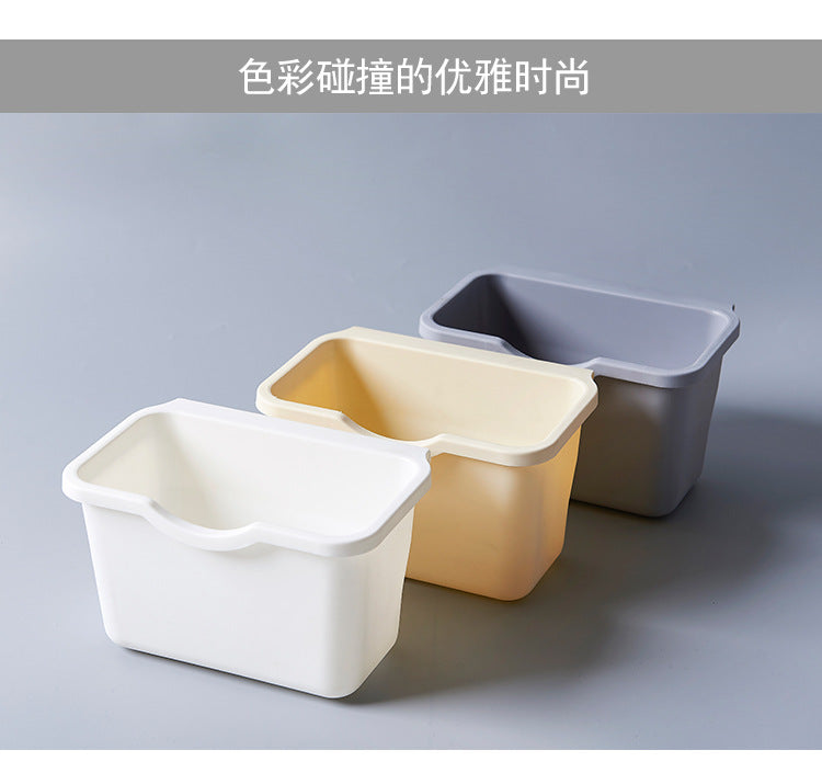 Kitchen Mini Garbage Wall-Mounted Storage Box Cabinet Door Hanging Square Plastic Desktop Trash Bin Small Size Household