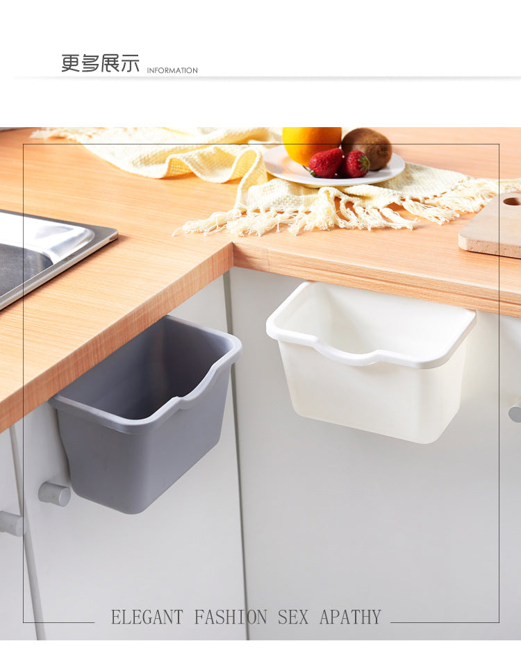 Kitchen Mini Garbage Wall-Mounted Storage Box Cabinet Door Hanging Square Plastic Desktop Trash Bin Small Size Household