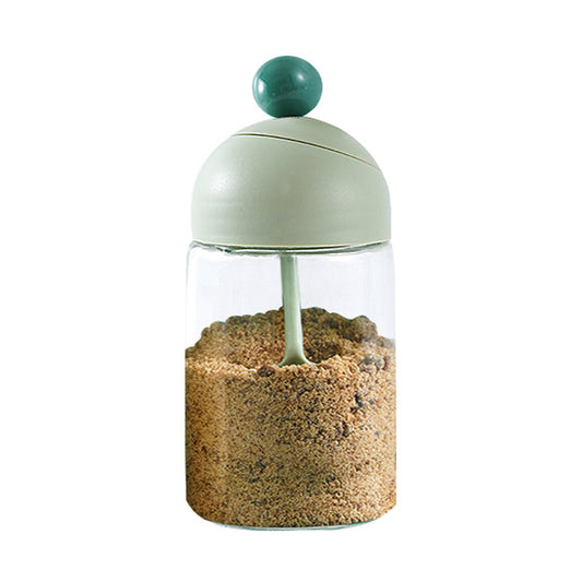 Sealed Moisture-Proof Seasoning Jar Glass Seasoning Bottle Kitchen Seasoning Bottle Spoon and Lid Integrated Home Salt Shaker Aginomoto Bottle in Stock