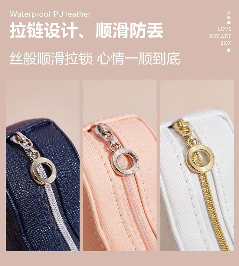 PU Portable Jewelry Storage Box Necklace Ring Earrings Ear Studs Storage Hand Jewelry Gift Jewelry Box Small