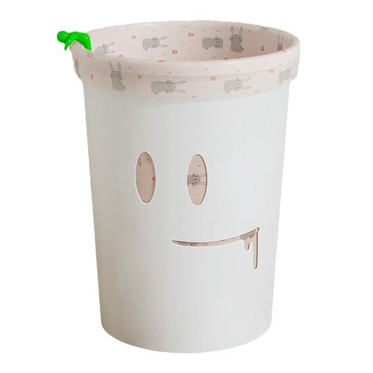Cream Style Trash Can for Home Kitchen Bathroom Living Room Bedroom Creative Simple Large Size with Press Ring Paper Basket